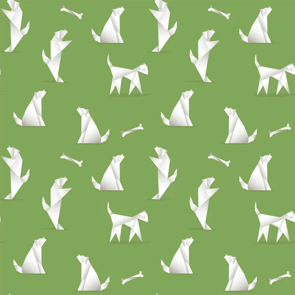 Seamless pattern with dogs, made in the style of origami. — Stock Vector