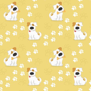 Köpek ve köpek pençe izleri ile desen.