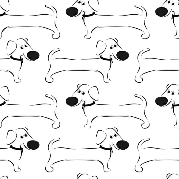 Dachshunds desenle. Siyah beyaz resim.