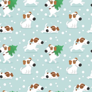 Komik beyaz köpek ve Noel ışıkları ile desen.
