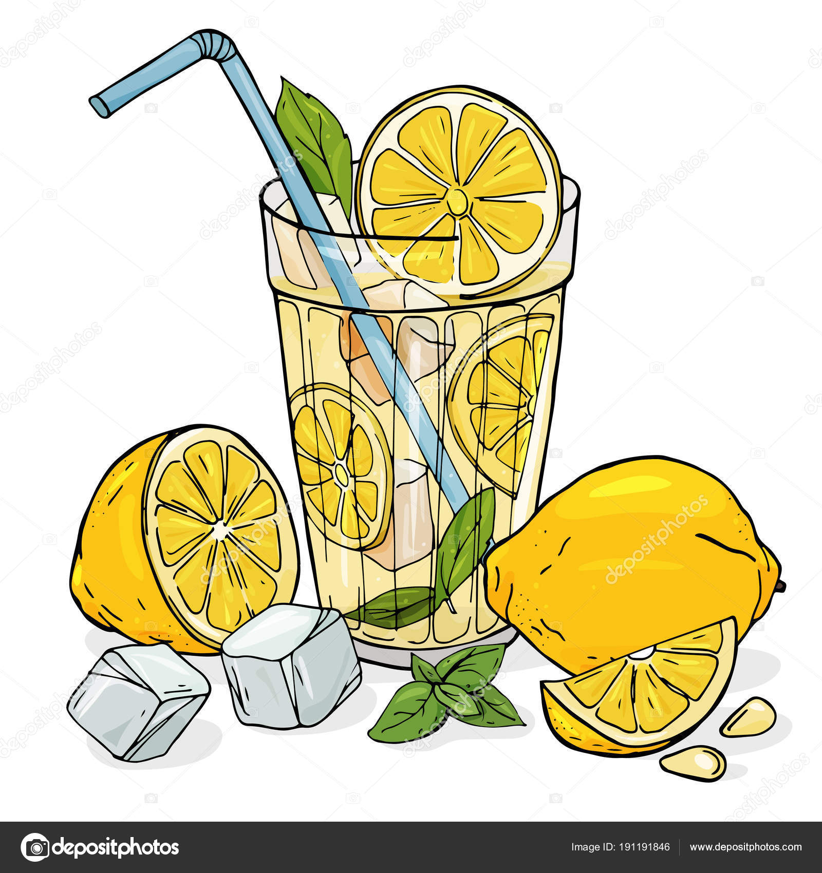 Cool lemonade in a glass Cup with ice and A whole lemon