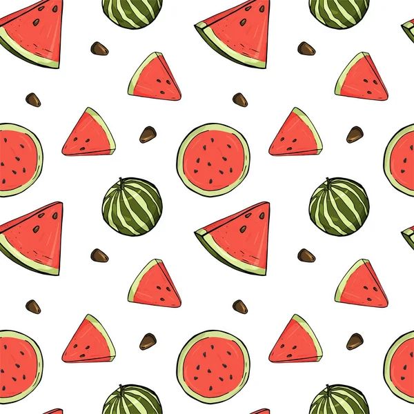 Vzor bezešvé s melouny v náčrtu stylu. — Stockový vektor