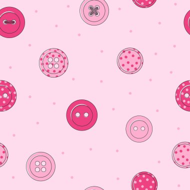 Pembe arka planda çeşitli pembe düğmeleri olan kusursuz bir desen..