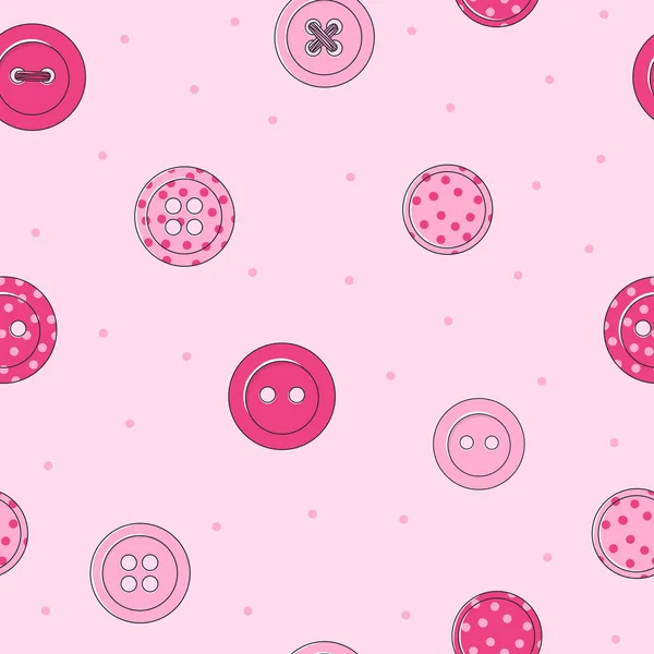 Patrón sin costuras con varios botones de ropa rosa sobre un fondo rosa . — Archivo Imágenes Vectoriales