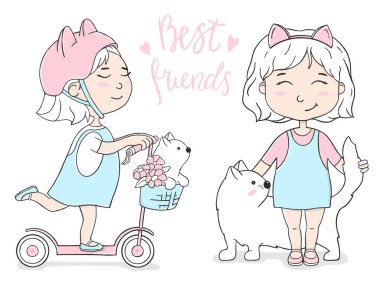 Motosikletli ve kedisi olan tatlı bir kızla..