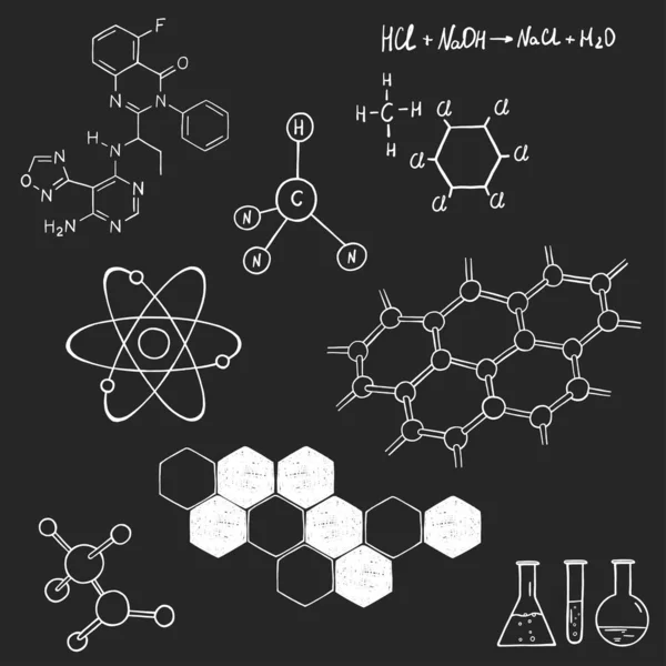 Bilim ve kimya üzerine kurulu. DNA molekülünün yapısı, atomlar, moleküler yapı. Koyu arkaplanda beyaz bir özet.