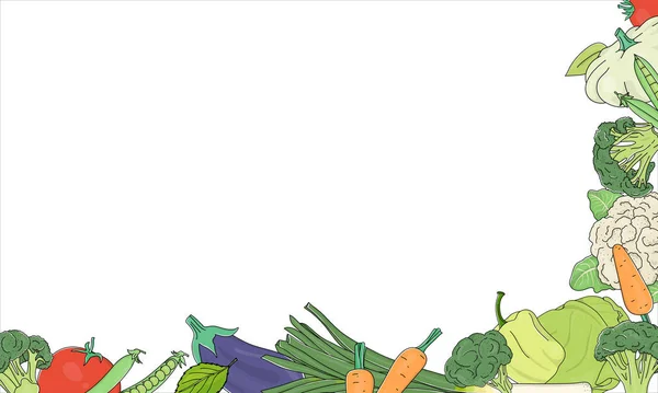 Cadre créatif avec des légumes de ferme mûrs. Modèle de modèle . — Image vectorielle