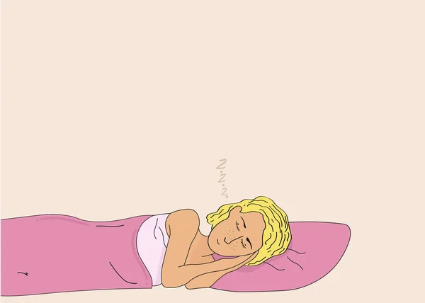 Bella donna con i capelli biondi dormire . — Vettoriale Stock