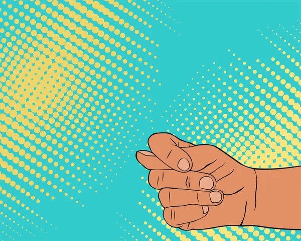 Pop Art Wector Illustration einer Männerhand, die eine Feige zeigt — Stockvektor