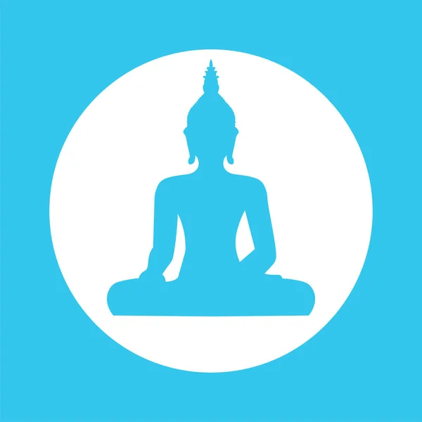 Silhouette di Buddha seduto su sfondo bianco. Illustrazione vettoriale . — Vettoriale Stock