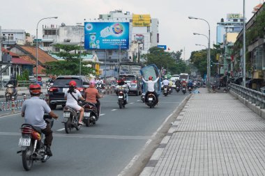 Ho Chi Minh City Saigon, Vietnam - 5 Aralık 2017: Saigon, Vietnam için trafik.