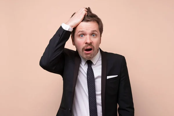 Young Businessman Scratching His Head Has Hard Decision Studio Shoot — Stock Photo, Image