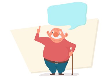 Sopalı kıdemli bir adam hayatı parmağıyla işaret ederek tavsiye veriyor..