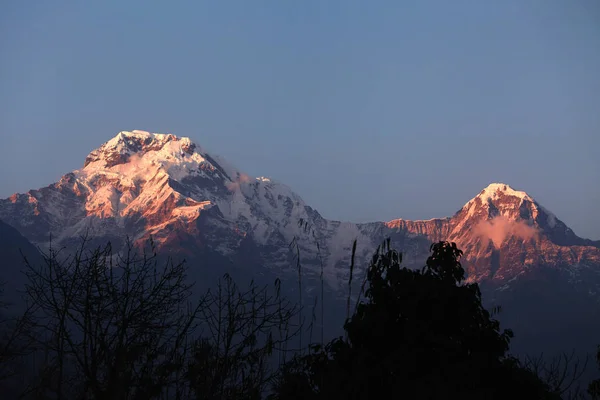 Annapurna mountain range at dusk