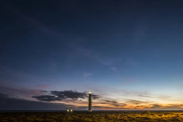 Light Signal Lighthouse Night Fuerteventura Morro Jable Beach Vacation Concept — Stock Photo, Image