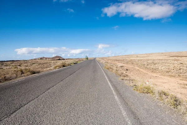 Resor Koncept Med Ett Vackert Landskap Fuerteventura Öknen Med Lång — Stockfoto