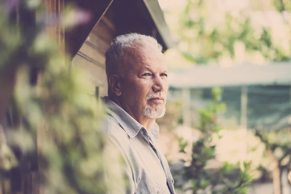 Old Beautiful Aged Senior Man Portrait Single Outdoor — Stock Photo, Image