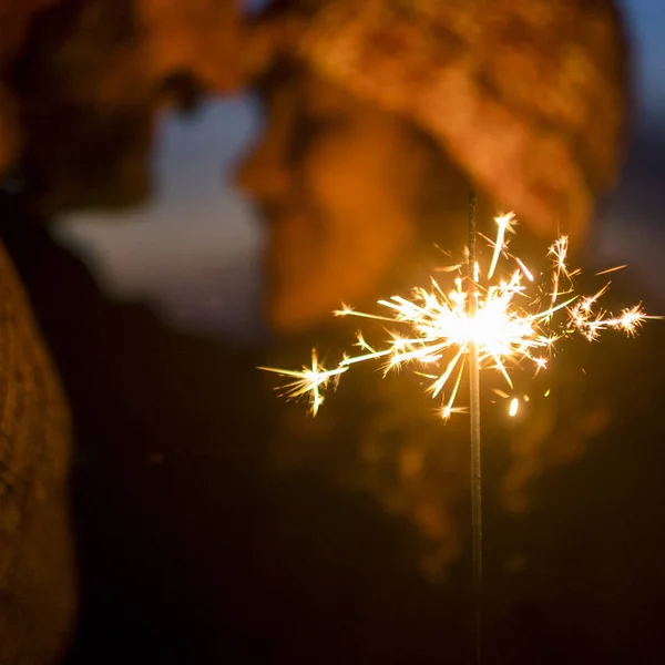 Conceito Casal Romântico Celebrando Feriado Ano Novo Natal Juntamente Com — Fotografia de Stock