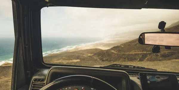 Vue Intérieure Voiture Avec Téléphone Mobile Moderne Système Gps Pour — Photo