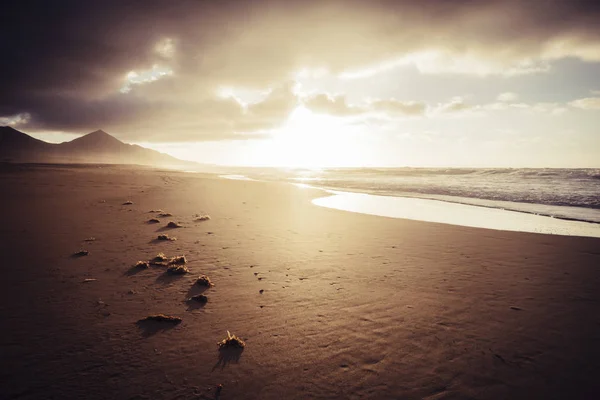 Природный Пейзаж Побережье Песчаный Пляж Фоне Гор — стоковое фото