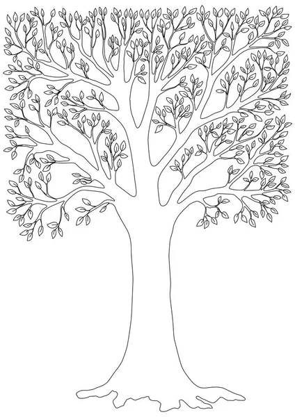 Fekete-fehér vektoros illusztráció egy fa. Felnőtt színező oldal — Stock Vector