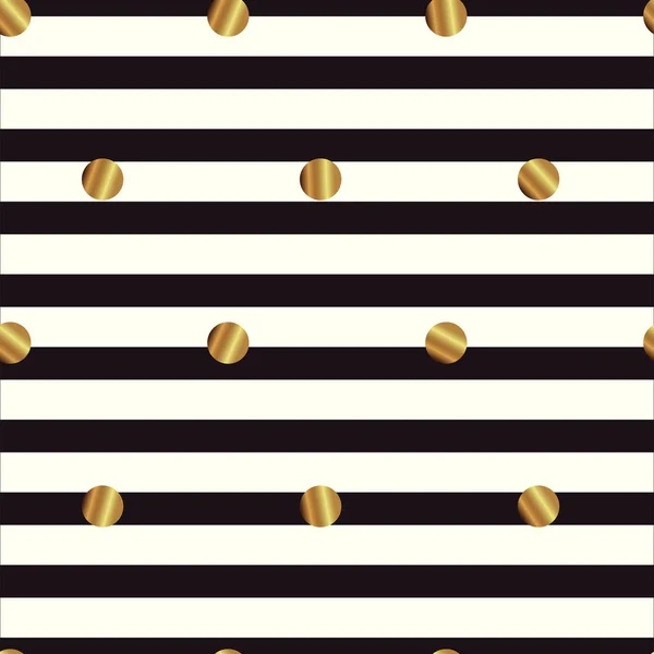 Seamless pattern with gold circles on striped background — Stock Vector