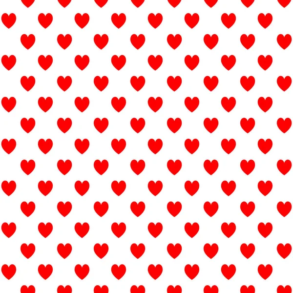 Nahtloses Muster mit roten Herzen auf weißem Hintergrund — Stockvektor