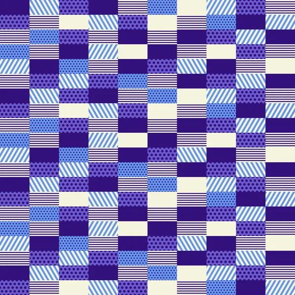 Motif sans couture de rectangles avec texture, fond vectoriel dans les tons bleus — Image vectorielle