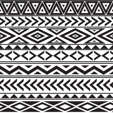 siyah ve beyaz geometrik Dikişsiz desen Etnik tarzı