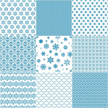 dokuz seamless modeli ile mavi kar taneleri kümesi