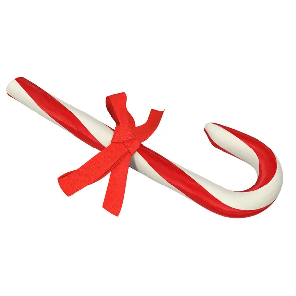 Рождественские конфеты трость с луком, 3d иллюстрация — стоковое фото