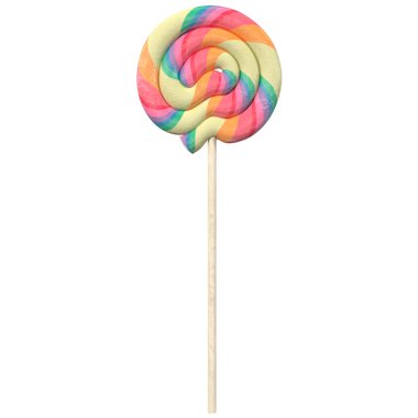 Beyaz arka plan üzerinde 3d çizimler izole pastel swirled lolipop