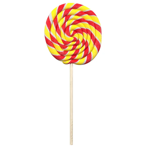 Colorful spiral lollipop isolated on white background, 3d render — Stock Photo, Image