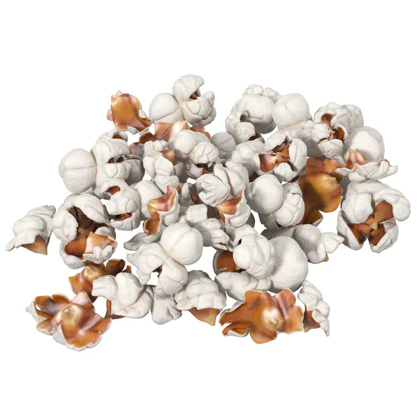 Handfull popcorn isolerad på vit, 3d illustration — Stockfoto