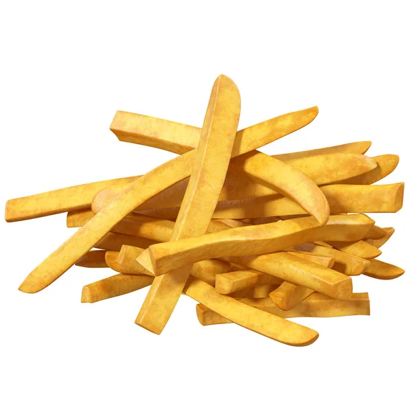French fries, isolated, 3d illustration, — Stock Photo, Image