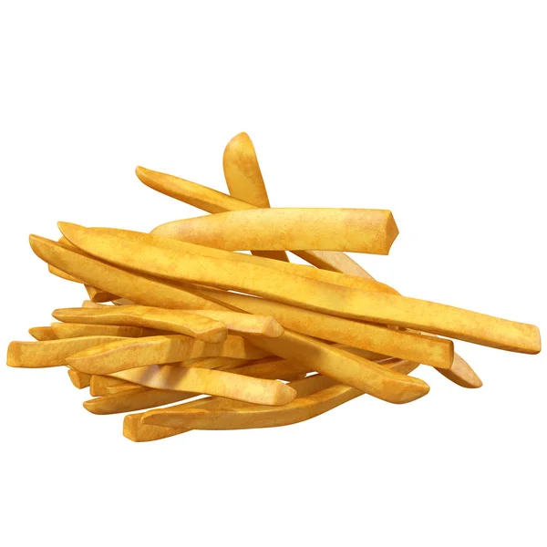 Stapel van Franse frietjes op een witte achtergrond, 3d illustratie — Stockfoto