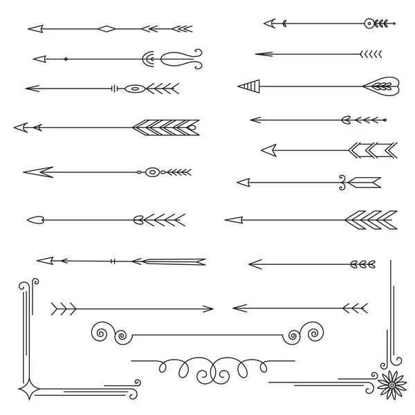 Colección de flechas y divisores, aislados sobre fondo blanco — Vector de stock