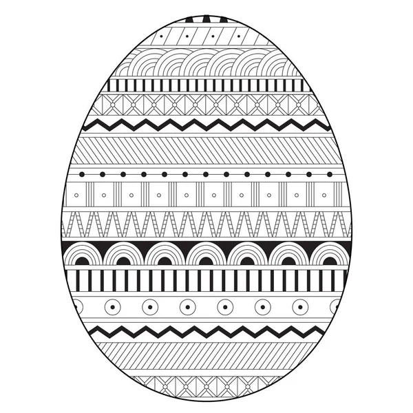 Page coloring for adults. Easter egg with geometrical pattern — Stock Vector