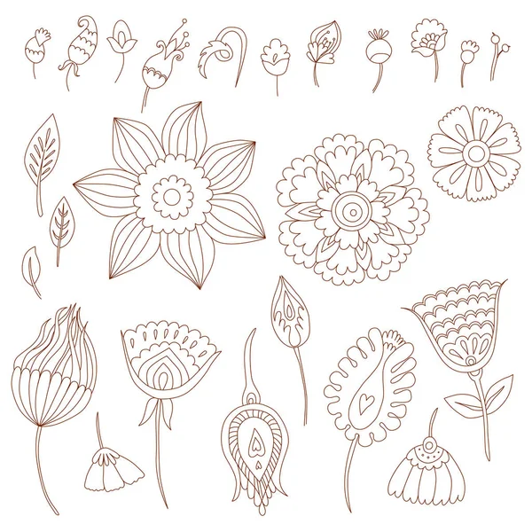 Conception au henné. fleurs stylisées dans un style ethnique — Image vectorielle