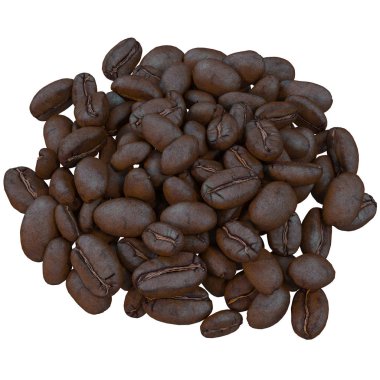 Tepe kahve çekirdekleri, beyaz izole 3d çizim