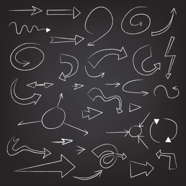 tebeşirle çizilmiş vektör okları kümesi