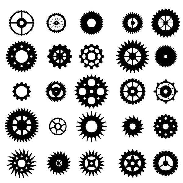 Set of gears silhouette — Stock Vector