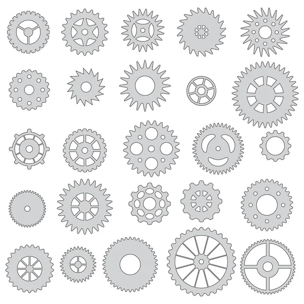 Colección de engranajes, aislados sobre un fondo blanco — Vector de stock