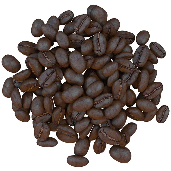 咖啡豆靠拢，3D插图 — 图库照片