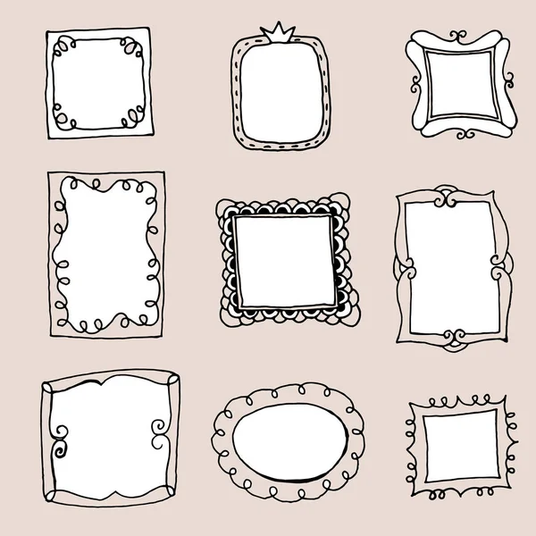Dekoratif çerçeveler elle çizilmiş kümesi