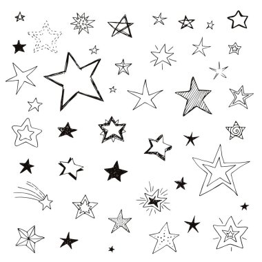 Dizi doodle yıldız, izole vektör