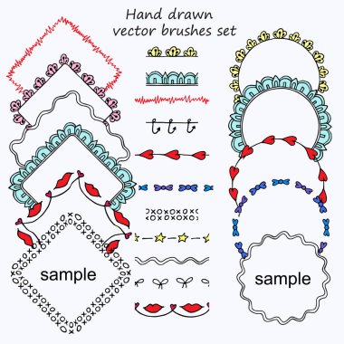 Fırçalar örnekleri ile dizi doodle
