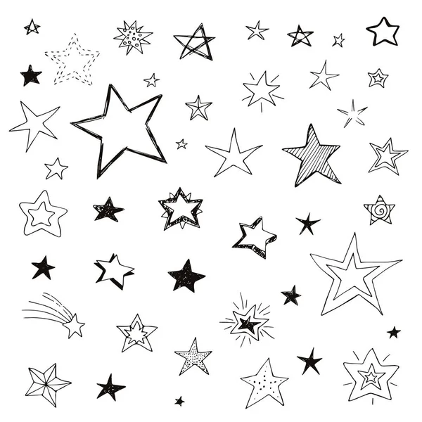 Dizi doodle yıldız, izole vektör — Stok Vektör