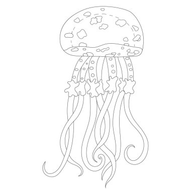 Denizanası, sayfa vektör çizim boyama