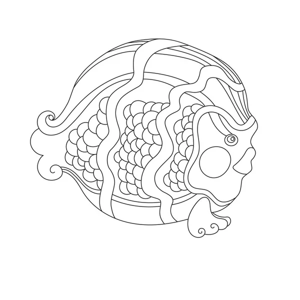 Pesce, illustrazione vettoriale pagina da colorare — Vettoriale Stock